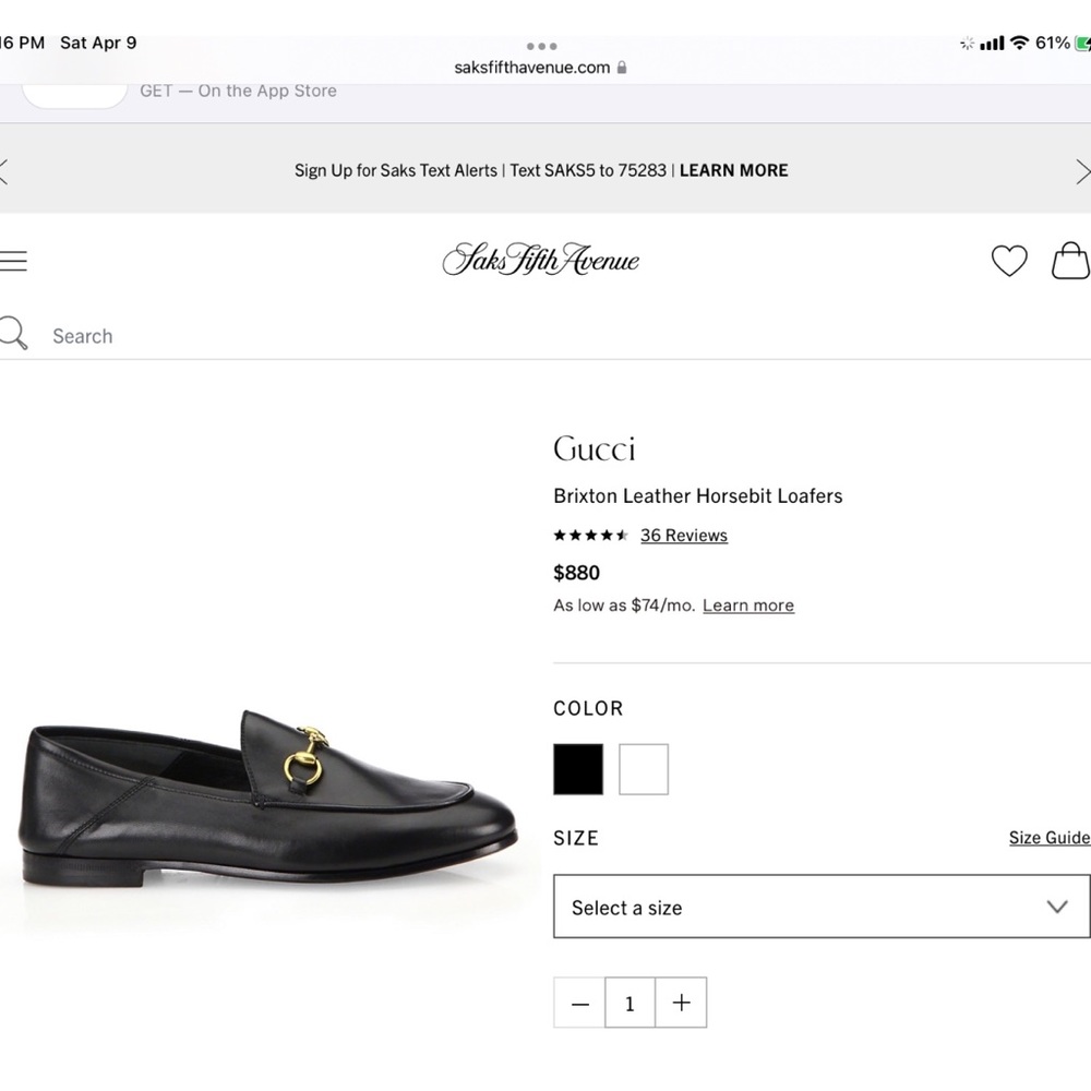 GUCCI BRIXTON LEATHER HORSEBIT LOAFERS WITH BOX - Picture 8 of 13